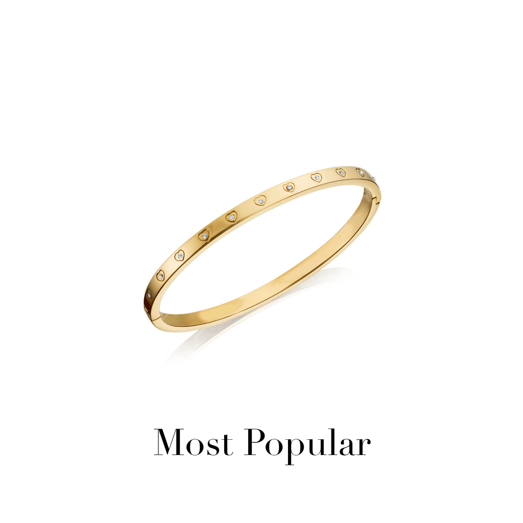 Crystal Heart Bangle (Gold)