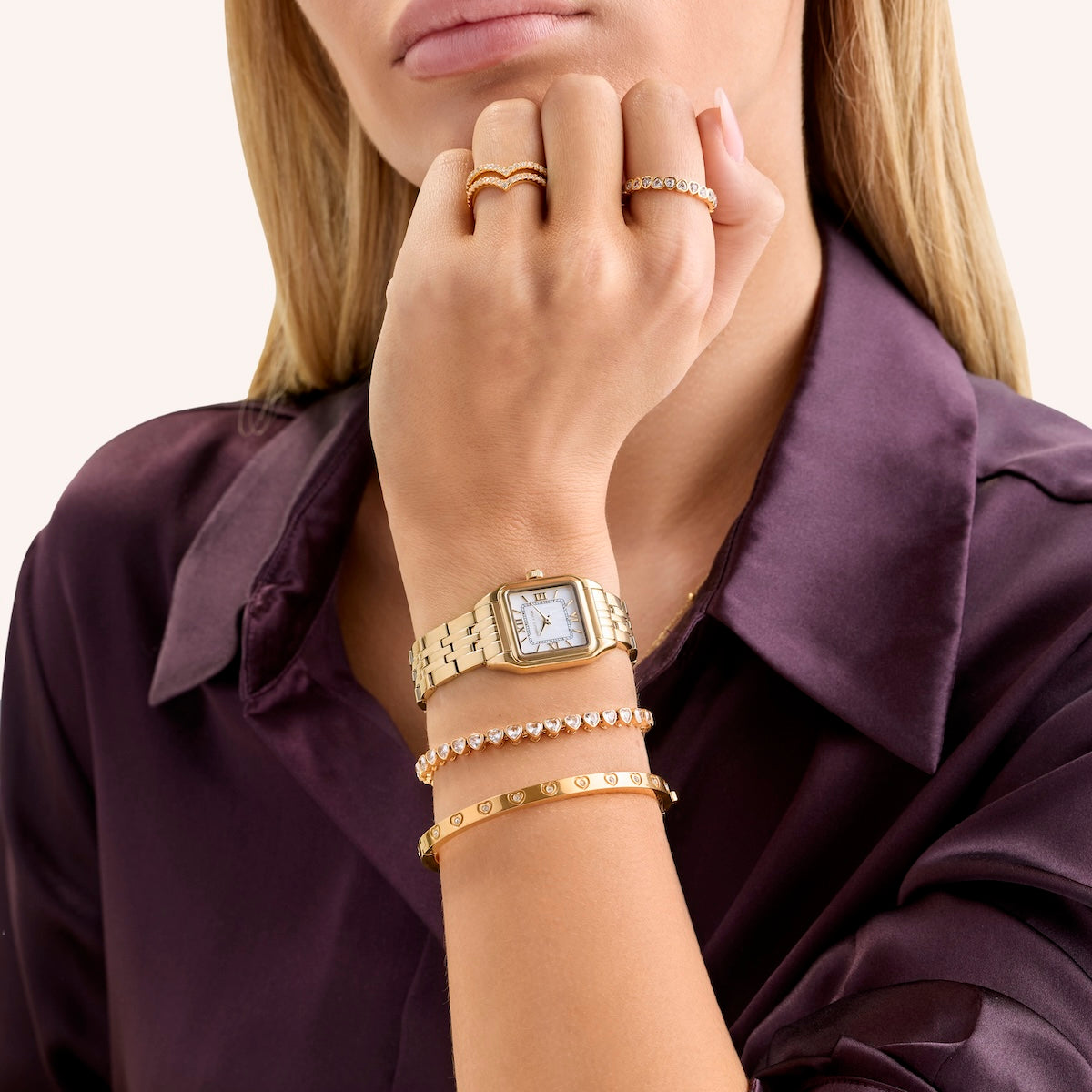 Heart Tennis Bracelet (Gold)