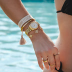 Crystal Heart Bangle (Gold)