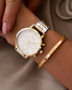 Crystal Heart Bangle (Gold)