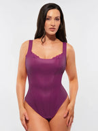 Shapewear Faux Leather Lace Balconette Sculpting Bodysuit